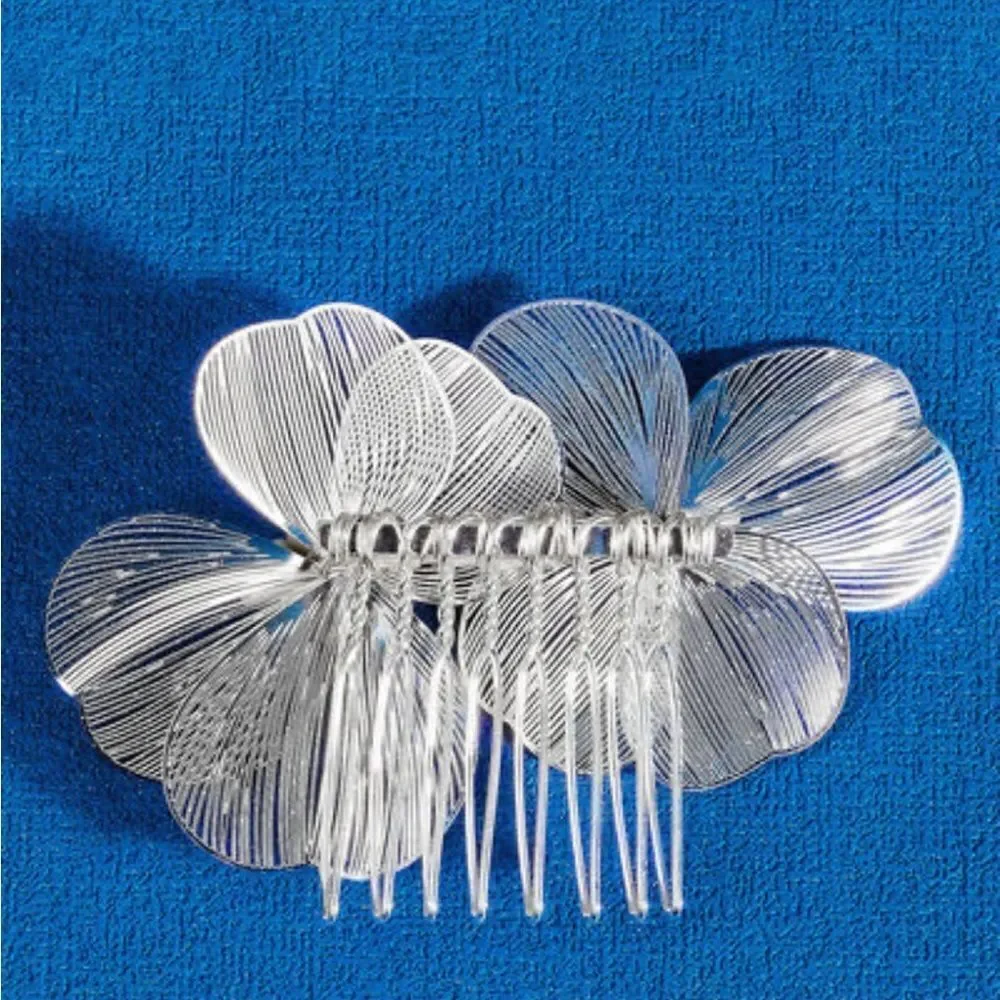 Silver Floral Beach Hair Comb Accessory New